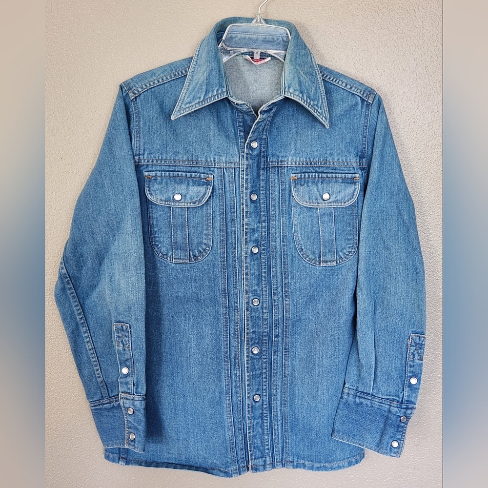 Vintage 70s Denim Shirt Jacket - Med